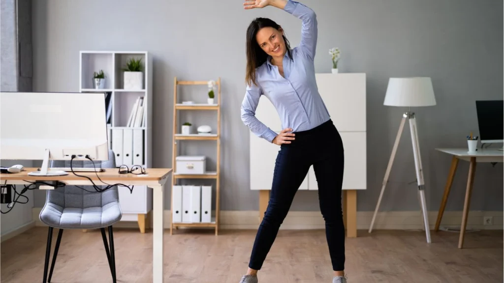 A person performing a stretching exercise to improve health and mobility